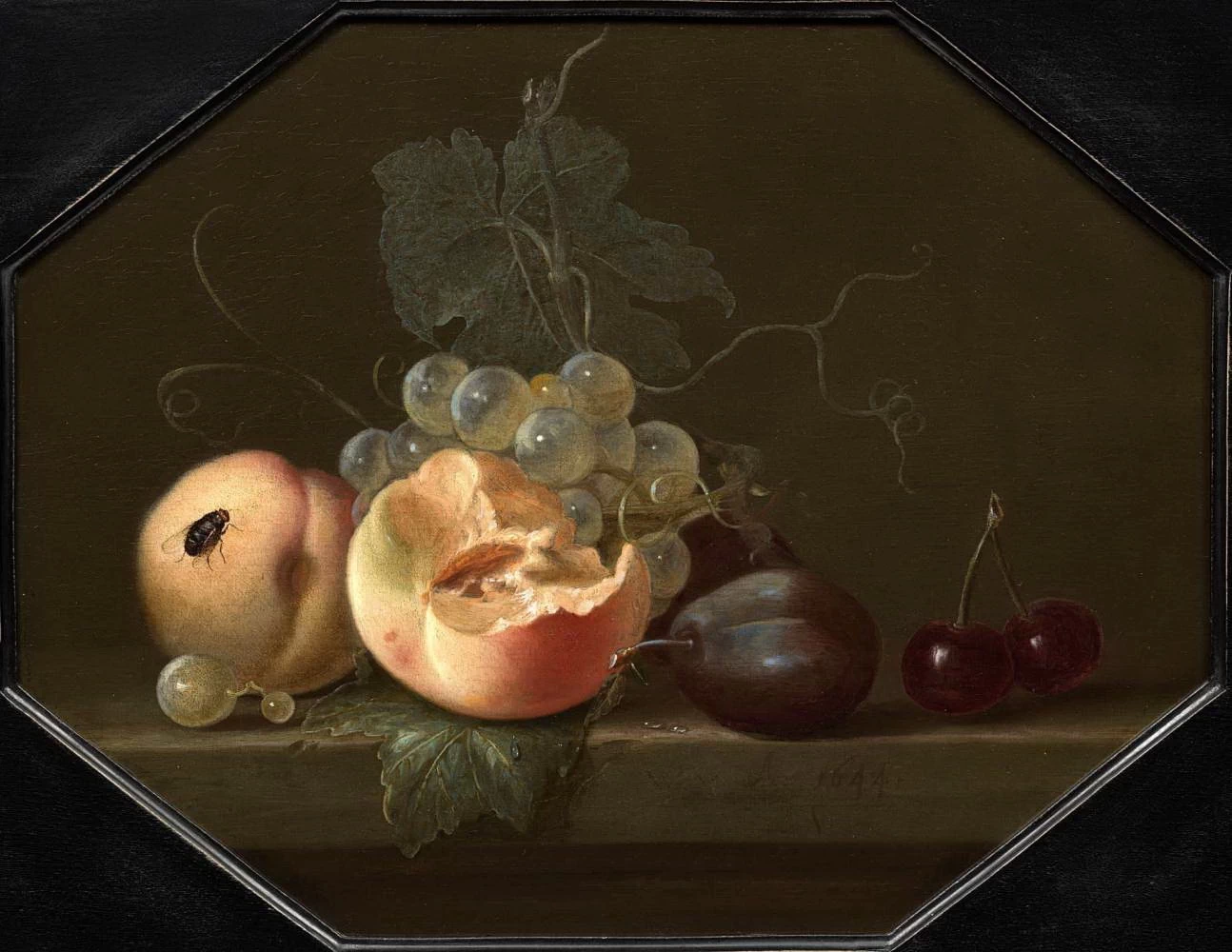 Natura morta con frutta, pesche e prugne